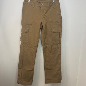 Duluth Trading Co Women's Tan Straight Leg Cargo Utility Curvesetter Waistband